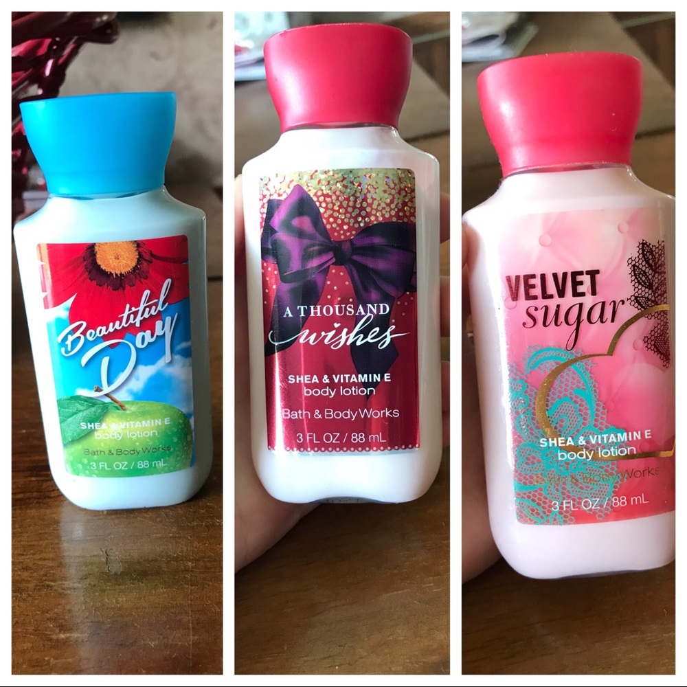 Bath and body works travel size lotions. 3 kinds